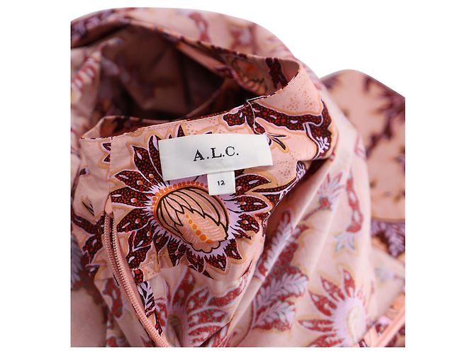 A.L.C Vestido longo ALC Alexandria recortado em algodão rosa - vista 4