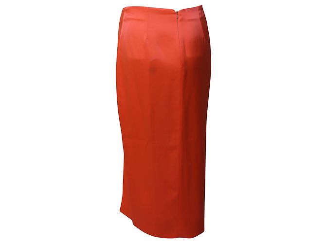 Falda midi drapeada de seda naranja de David Koma - vista 4