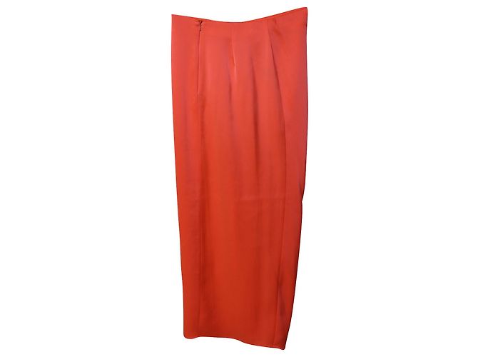 Falda midi drapeada de seda naranja de David Koma - vista 5