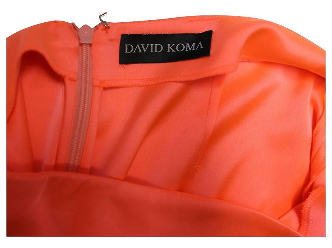 Falda midi drapeada de seda naranja de David Koma - vista 7