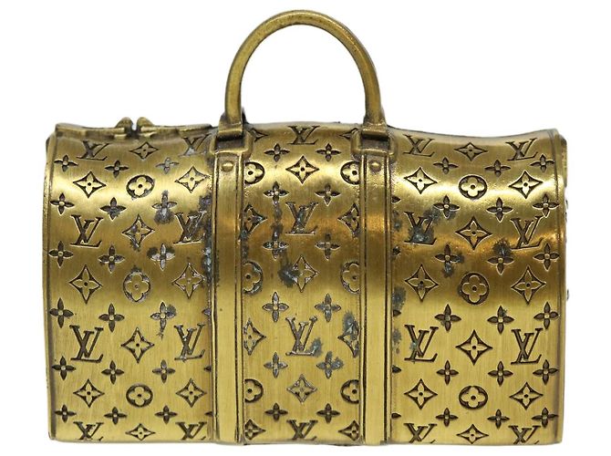 LOUIS VUITTON Keepall Motif Presse-Papier Métal Doré LV Auth 38854A - vue 3