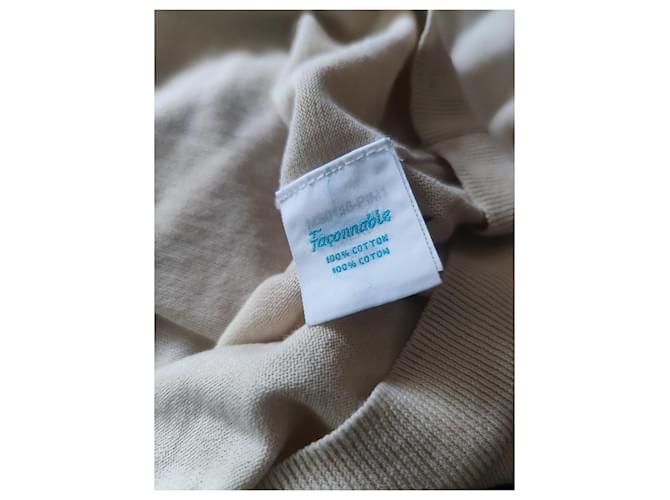 Façonnable Rundhalspullover aus Baumwolle Creme XXL Roh - Ansicht 4