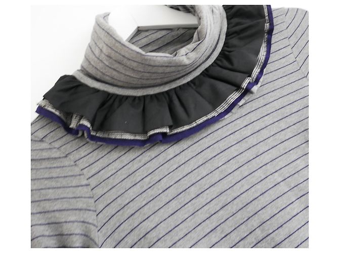 Otoño de la vendimia de Chanel 2008  Top de jersey con volantes en el cuello Gris - vista 2