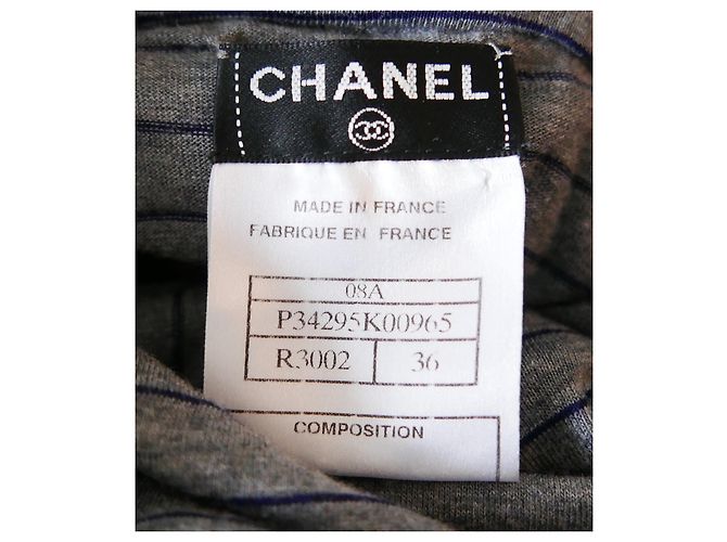 Otoño de la vendimia de Chanel 2008  Top de jersey con volantes en el cuello Gris - vista 8