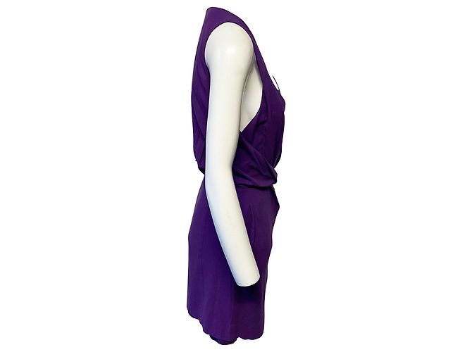 Chloé Chloe – Ärmelloses, drapiertes Kleid aus lila Wolle - Ansicht 2