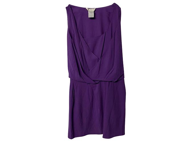 Chloé Chloe – Ärmelloses, drapiertes Kleid aus lila Wolle - Ansicht 4