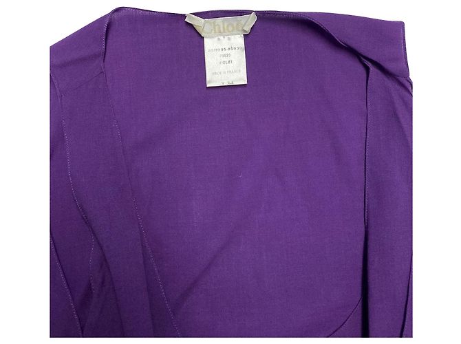 Chloé Chloe – Ärmelloses, drapiertes Kleid aus lila Wolle - Ansicht 6