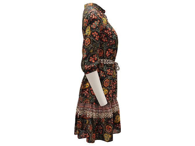 Autre Marque Saloni Tyra con Bordo Batik Abito in Seta Multicolor Multicolore - vista 2