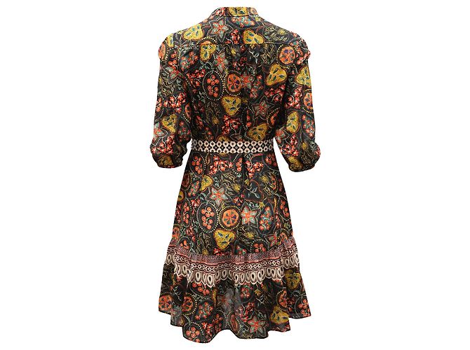 Autre Marque Saloni Tyra con Bordo Batik Abito in Seta Multicolor Multicolore - vista 3