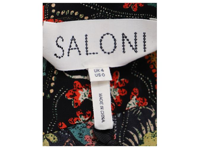 Autre Marque Saloni Tyra con Bordo Batik Abito in Seta Multicolor Multicolore - vista 4