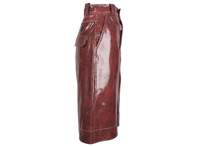 Pantaloncini Ganni Snake Foil in pelle di agnello rossa - vista 2