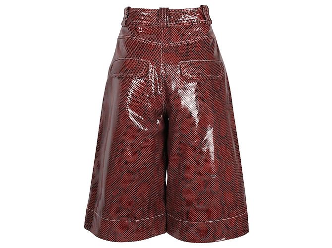 Pantaloncini Ganni Snake Foil in pelle di agnello rossa - vista 3