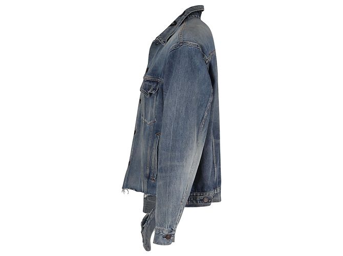 Chaqueta vaquera de algodón azul con dobladillo sin rematar de Balenciaga Azul claro - vista 2
