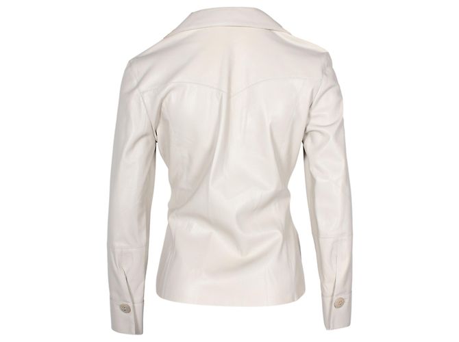 Camisa vegana com cinto Nanushka em poliéster bege - vista 3