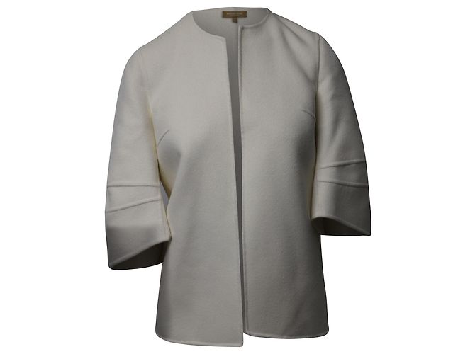 Michael Kors Collection Asymmetrical Angel Sleeves Jacket in White Wool - view 2
