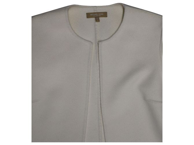 Michael Kors Collection Asymmetrical Angel Sleeves Jacket in White Wool - view 7