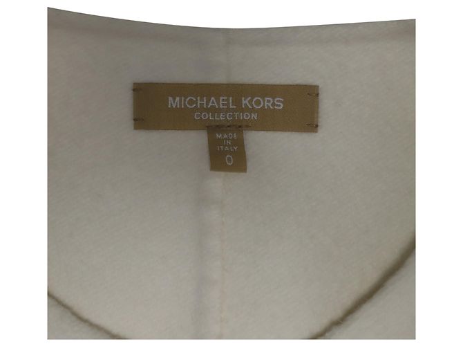 Michael Kors Collection Asymmetrical Angel Sleeves Jacket in White Wool - view 8