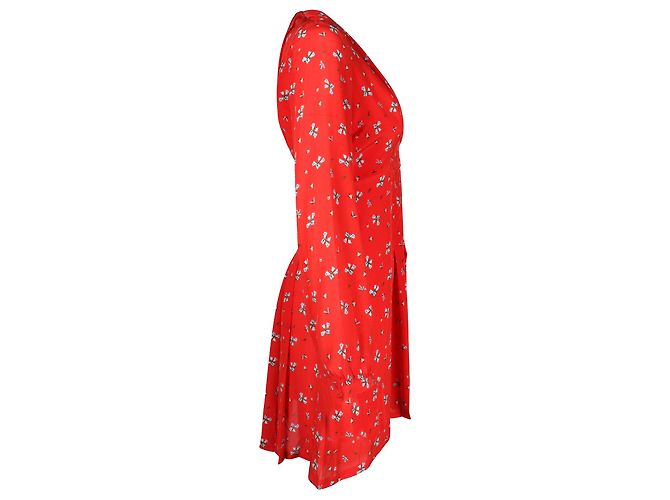 Autre Marque Mini abito Rixo a maniche lunghe in seta rossa Rosso - vista 2