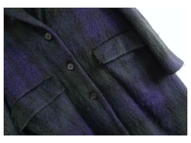 Toast Blackwatch tartán mohair abrigo w/Bufanda a juego Verde Azul marino - vista 3