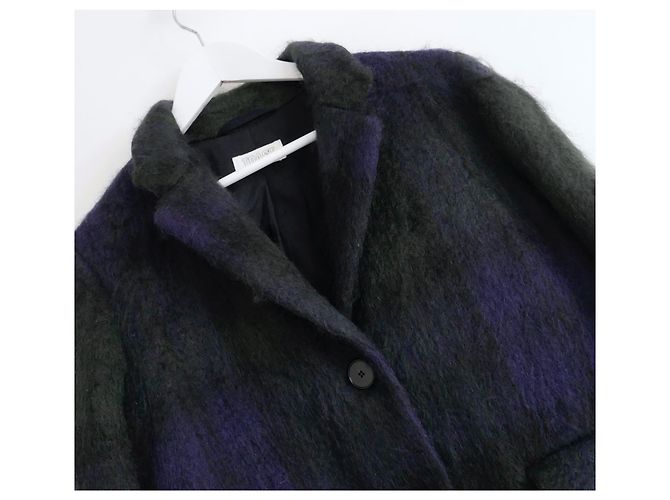Toast Blackwatch tartán mohair abrigo w/Bufanda a juego Verde Azul marino - vista 4