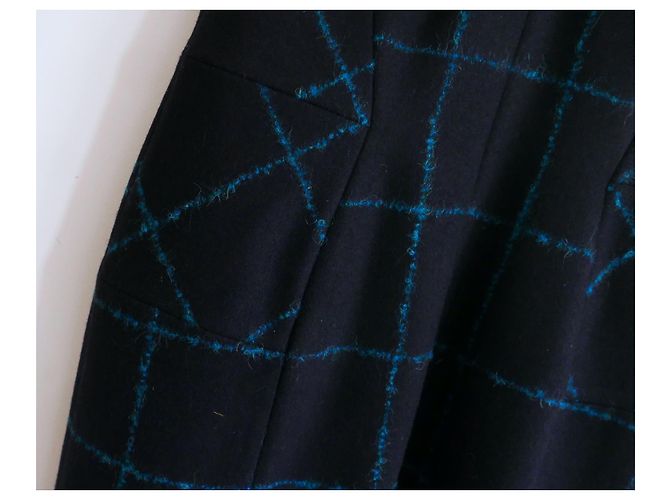 Pre-otoño de Dior 2015 Vestido de lana a cuadros Azul marino - vista 7