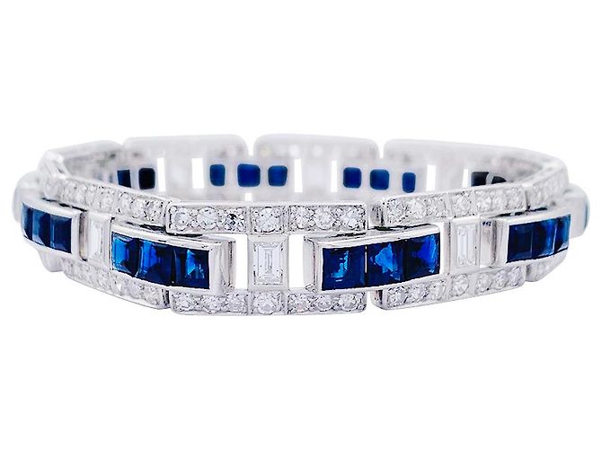 inconnue Armband aus Platin, kalibrierte Saphire, Diamanten. - Ansicht 3
