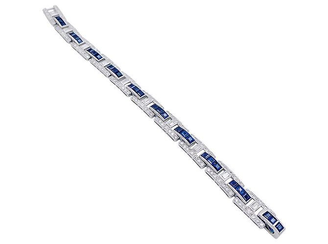 inconnue Armband aus Platin, kalibrierte Saphire, Diamanten. - Ansicht 4