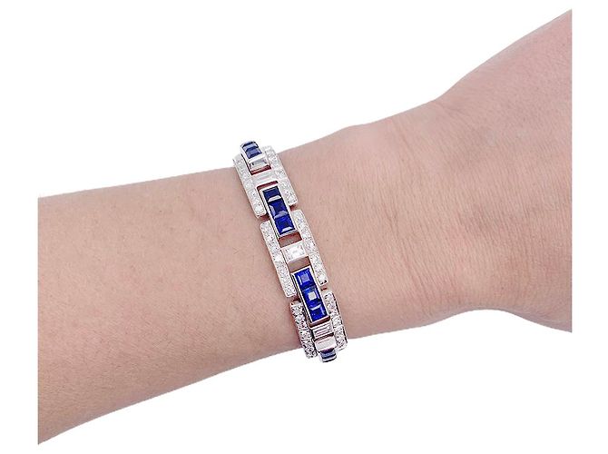 inconnue Armband aus Platin, kalibrierte Saphire, Diamanten. - Ansicht 5