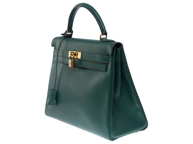 Hermès Borsa Hermes Kelly 32 in Pelle Verde - 100489 - vista 3