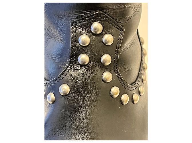 Camperos Saint Laurent Lucas con borchie Nero Silver hardware - vista 10