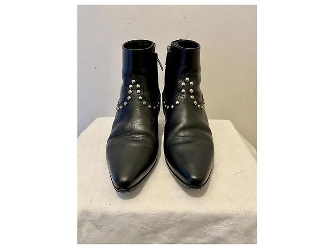 Camperos Saint Laurent Lucas con borchie Nero Silver hardware - vista 2