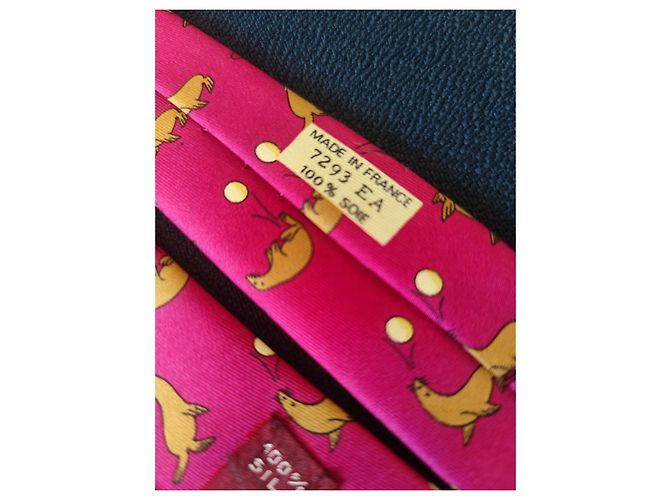 Hermès Silk Tie Burgundy Sea Lion Pattern Dark red - view 4