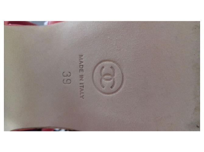 Cambon Chanel Riemchensandalen Rot Korkabsatz Größe 39 Pink - Ansicht 7