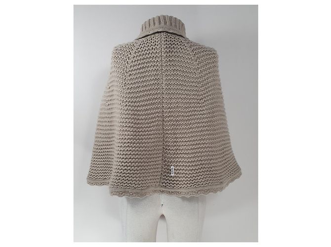 Autre Marque Timo Strickjacke Poncho Beige Wolle - Ansicht 4