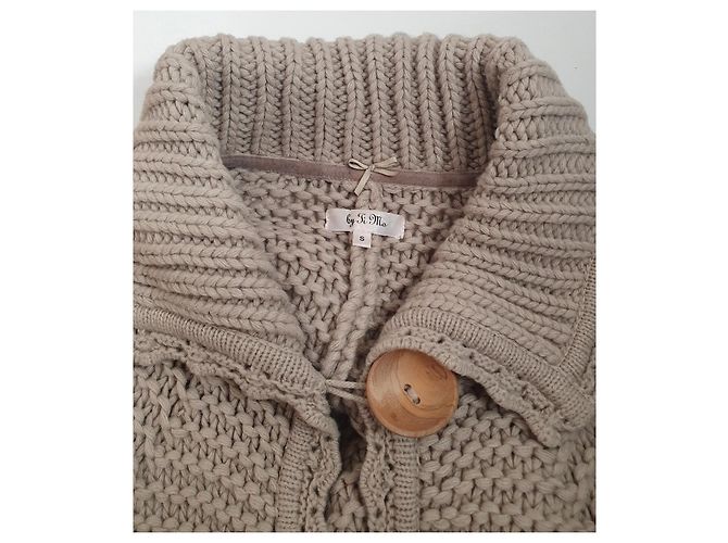 Autre Marque Timo Strickjacke Poncho Beige Wolle - Ansicht 6