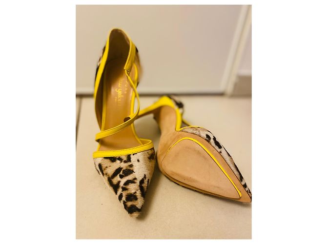 Décolleté Mellow Yellow in pelle gialla 13 cm Giallo - vista 2