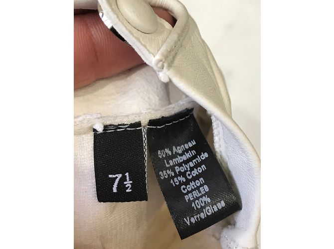 CHANEL Handschuhe T.Zoll 7.5 Rindsleder Weiß - Ansicht 4