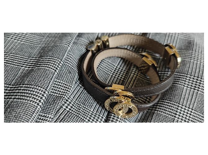 Autre Marque Bracciale Bvlgari Bvlgari in pelle marrone scuro - vista 3