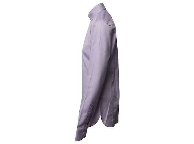 Camicia Tom Ford a maniche lunghe con bottoni a righe in cotone viola - vista 2
