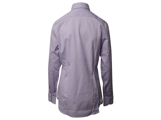 Camicia Tom Ford a maniche lunghe con bottoni a righe in cotone viola - vista 3