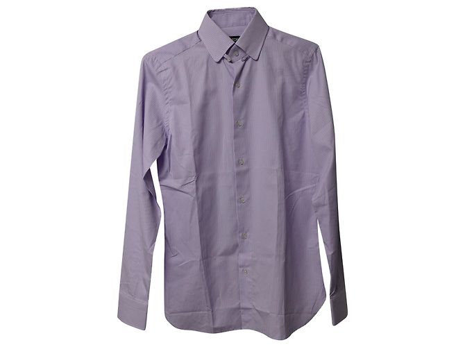 Camicia Tom Ford a maniche lunghe con bottoni a righe in cotone viola - vista 4