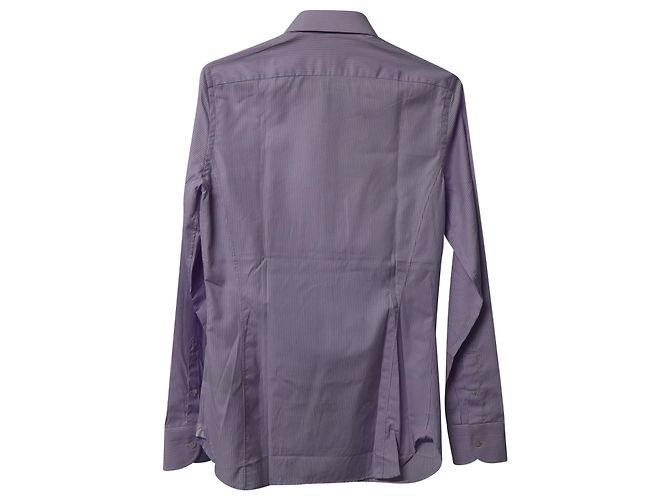 Camicia Tom Ford a maniche lunghe con bottoni a righe in cotone viola - vista 5