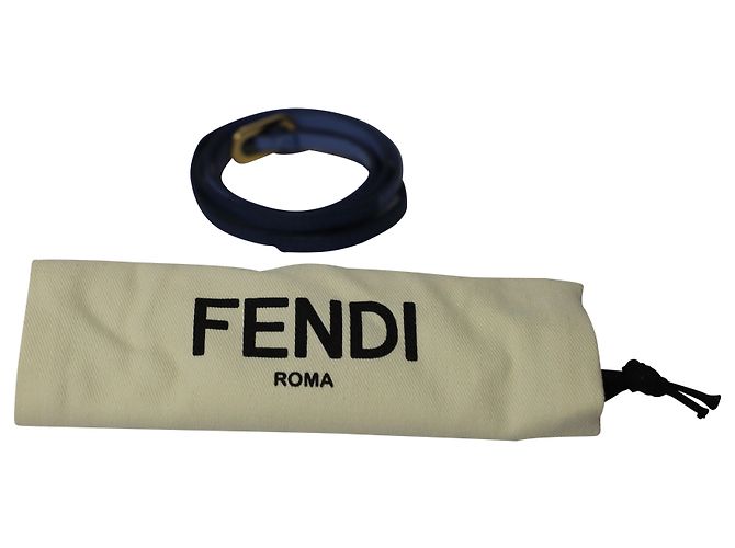 Bracciale avvolgente Fendi Crayons in pelle blu - vista 4