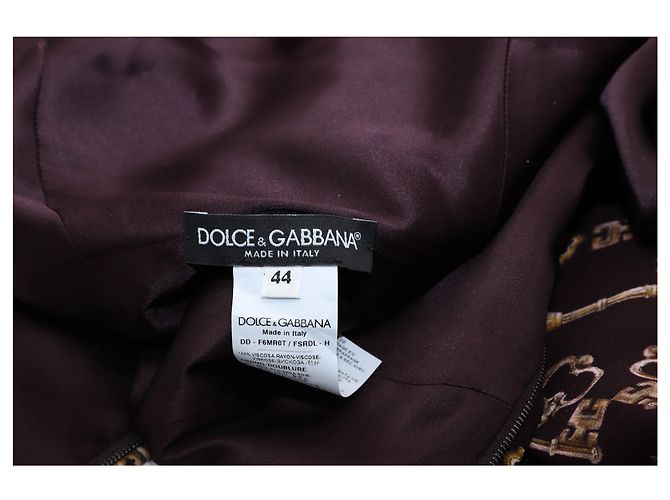Dolce & Gabbana Vestido Bainha Estampa Chave em Viscose Marrom - vista 4