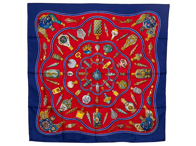 Hermès Bufanda de seda azul Hermes Qu Importe Le Flacon - vista 7