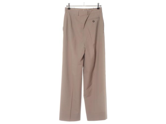 Hermès Hermes Pleated Thin Wool pantalones pantalones FR36 Beige - vista 2