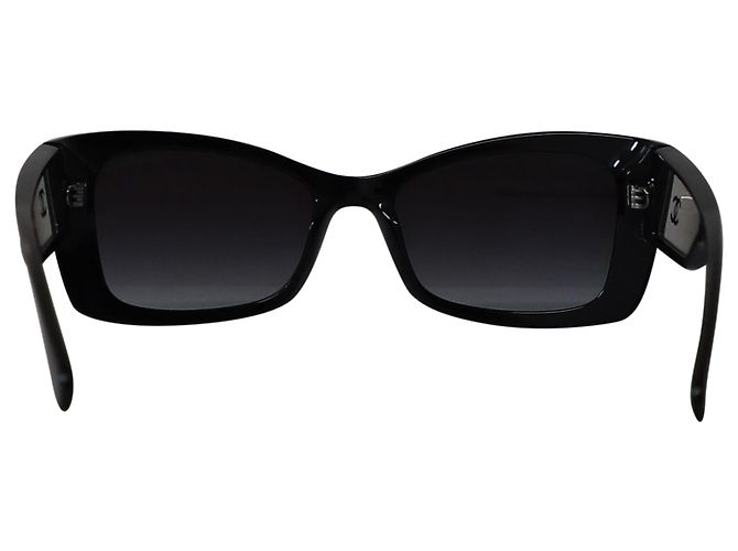 Chanel 5430 Gradient Rectangular Sunglasses in Black Acetate - view 4