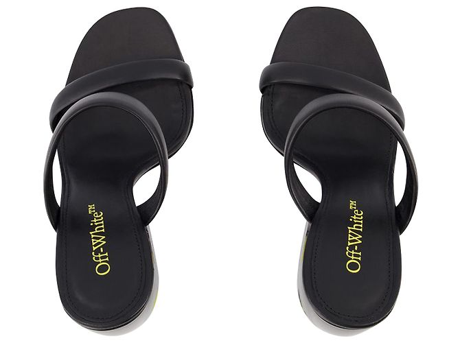 Bulky Slides - Off White - Black/Yellow - Leather - view 4