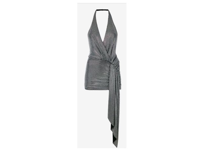 Autre Marque Alexander Vauthier Mini Kleid Grau Viskose Swarovski Kristall - Ansicht 2
