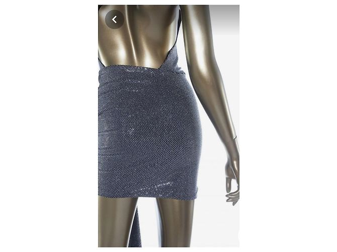 Autre Marque Alexander Vauthier Mini Kleid Grau Viskose Swarovski Kristall - Ansicht 4